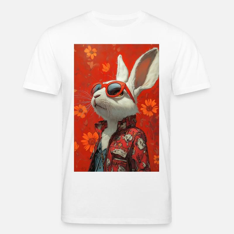 Roter Bunny mit Sonnenbrille - Stanley/Stella Unisex Bio-T-Shirt CREATOR  - Weiß