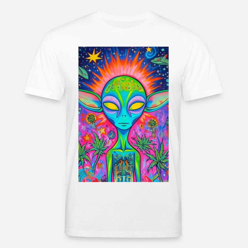 Psychedelischer Alien Neon Garten - Stanley/Stella Unisex Bio-T-Shirt CREATOR  - Weiß