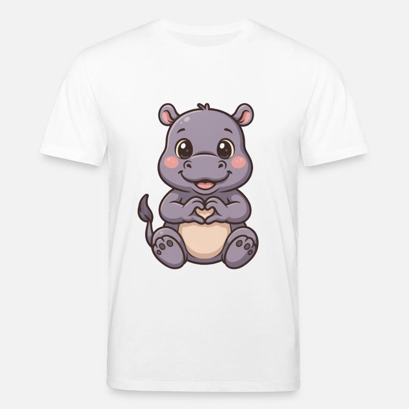 Süßes Nilpferd mit Herzhänden - Stanley/Stella Unisex Bio-T-Shirt CREATOR  - Weiß