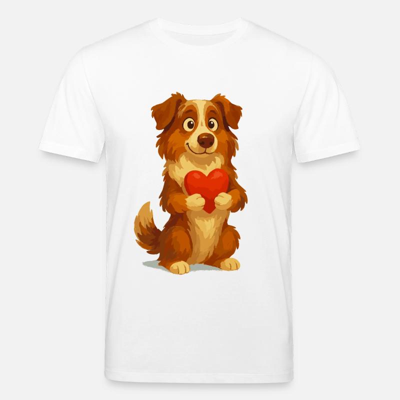 Australian Shepherd mit Herz Cartoon - Stanley/Stella Unisex Bio-T-Shirt CREATOR  - Weiß