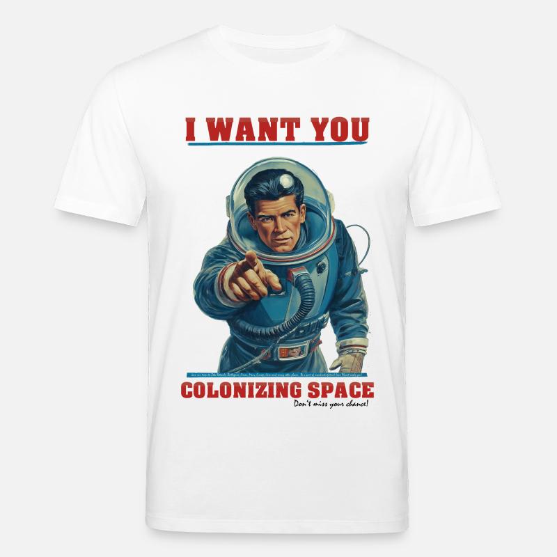 Colonisation spatiale rétro des astronautes - T-shirt bio CREATOR Stanley/Stella Unisexe - blanc