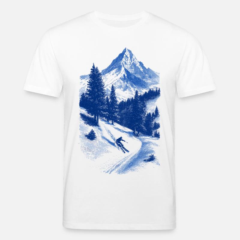 Blauer Gipfelgesicht Silhouette - Stanley/Stella Unisex Bio-T-Shirt CREATOR  - Weiß