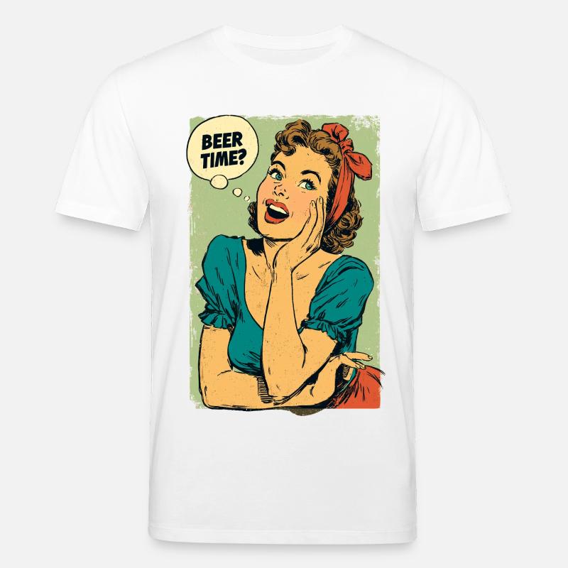 Bierzeit Retro-Pin-Up - Stanley/Stella Unisex Bio-T-Shirt CREATOR  - Weiß