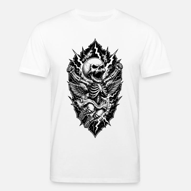 Skelett Engel mit Blitzen Gothic Motiv - Stanley/Stella Unisex Bio-T-Shirt CREATOR  - Weiß