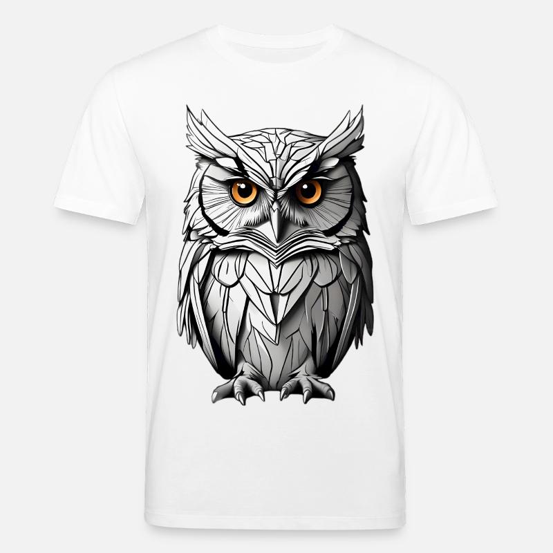 Weise Eule Monochrom Porträt - Stanley/Stella Unisex Bio-T-Shirt CREATOR  - Weiß