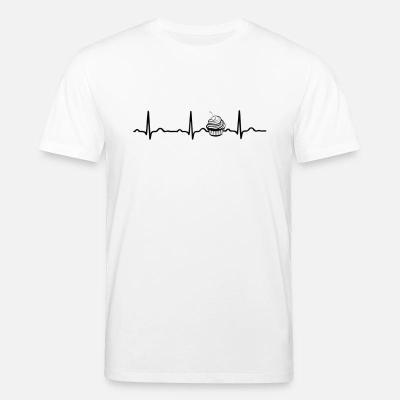 ECG HEARTBEAT CUPCAKE noir - T-shirt bio CREATOR Stanley/Stella Unisexe - blanc