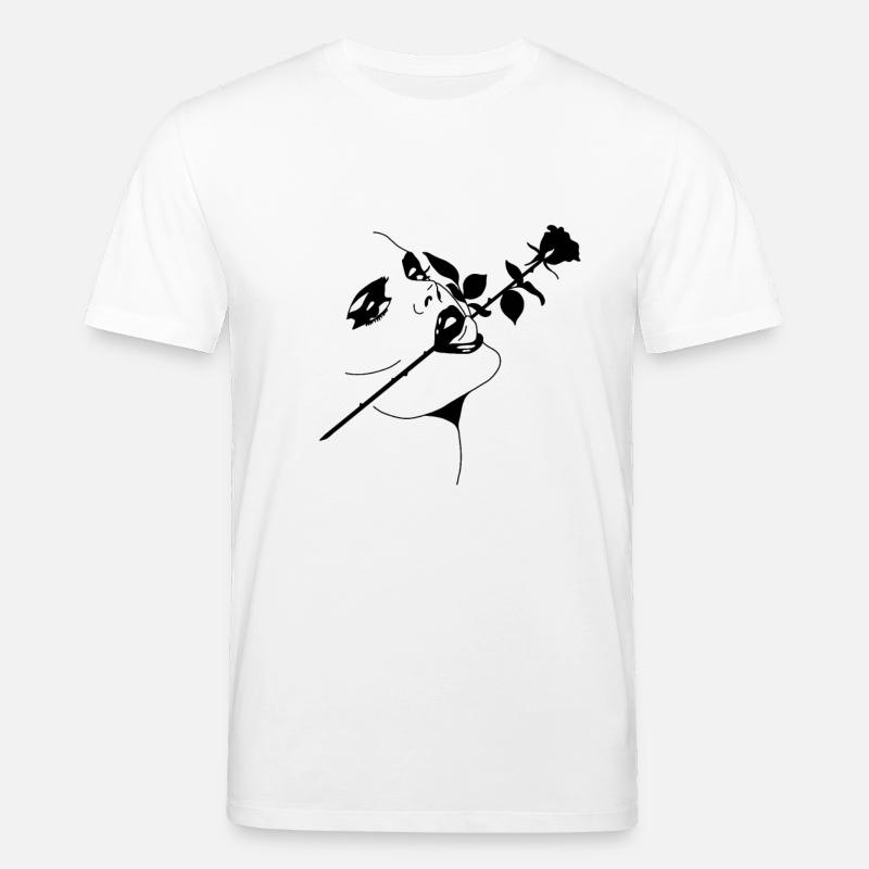Frau - Rose im Mund - Stanley/Stella Unisex Bio-T-Shirt CREATOR  - Weiß