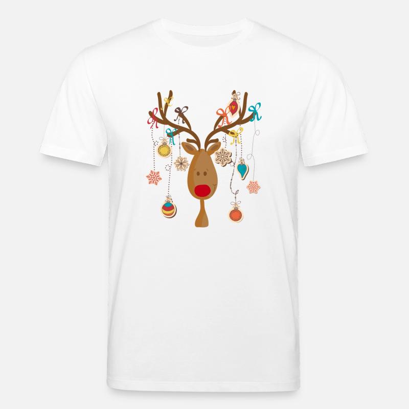 Elch mit Christbaumschmuck - Stanley/Stella Unisex Bio-T-Shirt CREATOR  - Weiß