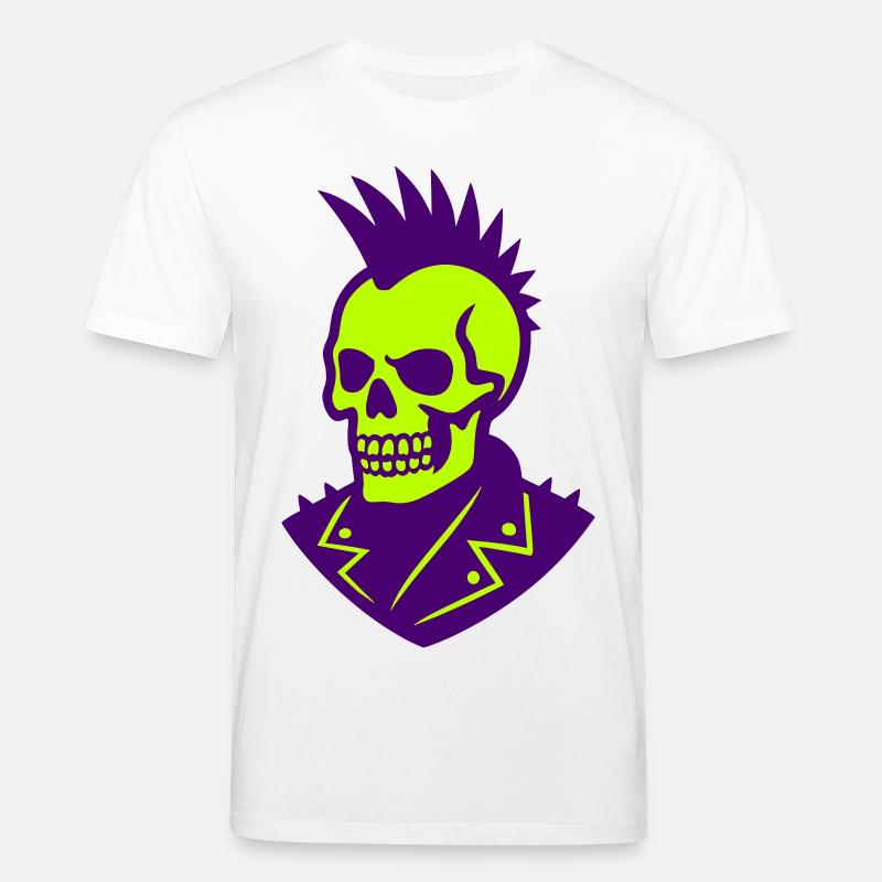 Illustration de crâne punk sur néon - T-shirt bio CREATOR Stanley/Stella Unisexe - blanc