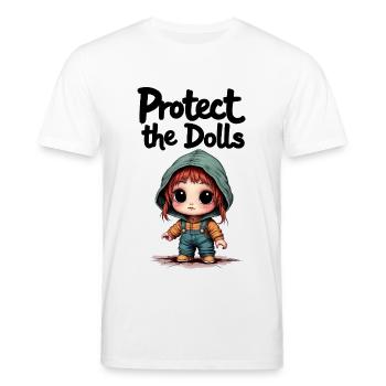 Protect the Dolls - Süße Botschaft - Stanley/Stella Unisex Bio-T-Shirt CREATOR  - Weiß - Vorne - Alina (178cm) & Michal (187cm)