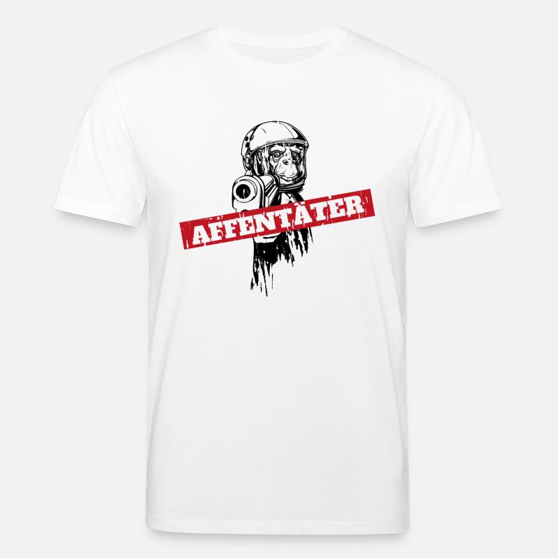 Affe mit Waffe und zielt - Stanley/Stella Unisex Bio-T-Shirt CREATOR - Weiß