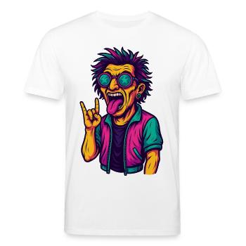 Techno Rave Spruch EDM Party - Stanley/Stella Unisex Bio-T-Shirt CREATOR  - Weiß - Vorne - Alina (178cm) & Michal (187cm)