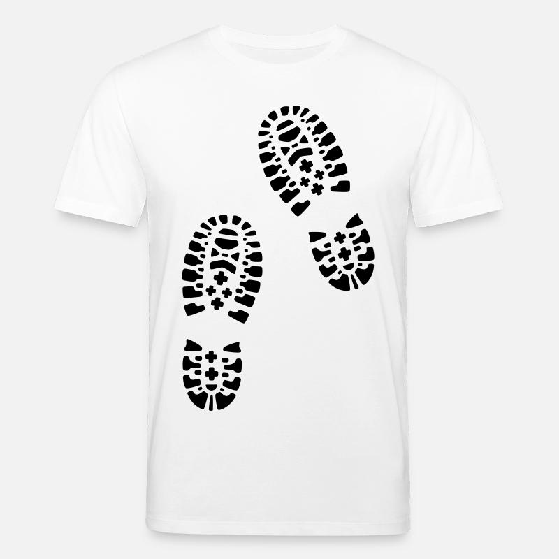 Bottes de randonnée, empreintes de pas - T-shirt bio CREATOR Stanley/Stella Unisexe - blanc