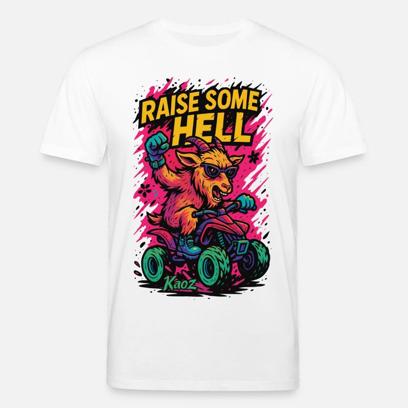 Raise Some Hell Ziege mit Quad - Stanley/Stella Unisex Bio-T-Shirt CREATOR  - Weiß