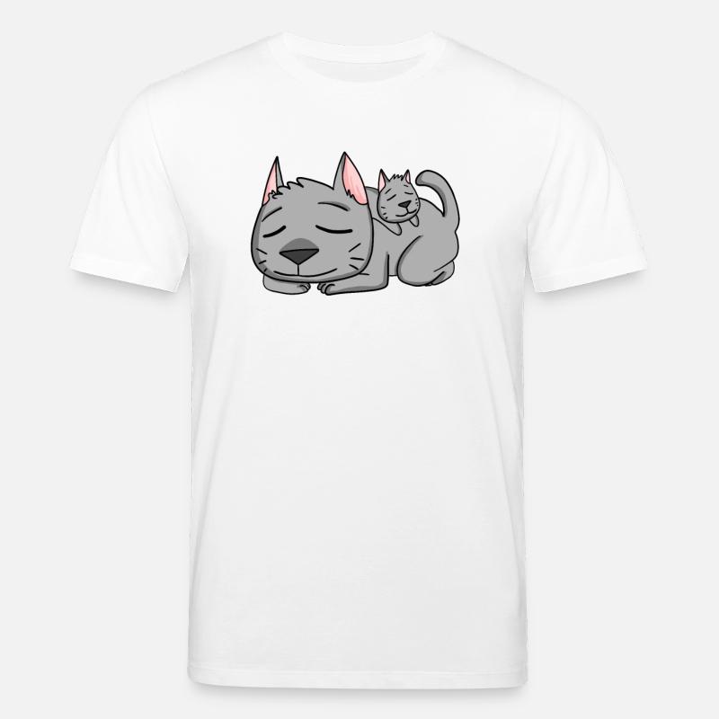Chat avec bébé chat - T-shirt bio CREATOR Stanley/Stella Unisexe - blanc