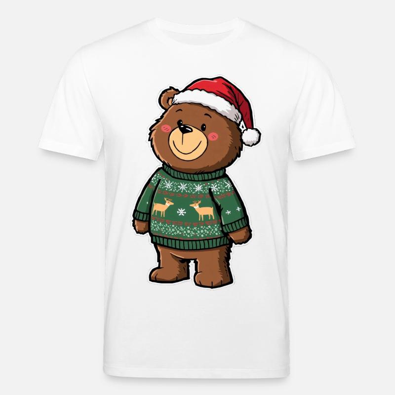 Niedlicher Bär mit Weihnachtspullover - Stanley/Stella Unisex Bio-T-Shirt CREATOR  - Weiß