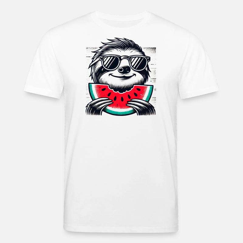Faultier Wassermelone - Stanley/Stella Unisex Bio-T-Shirt CREATOR  - Weiß