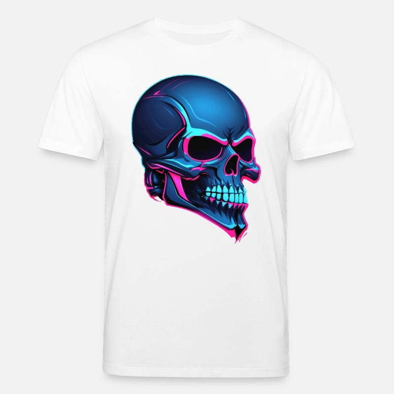 Neon-Schädel Blaue Neonlinien - Stanley/Stella Unisex Bio-T-Shirt CREATOR  - Weiß