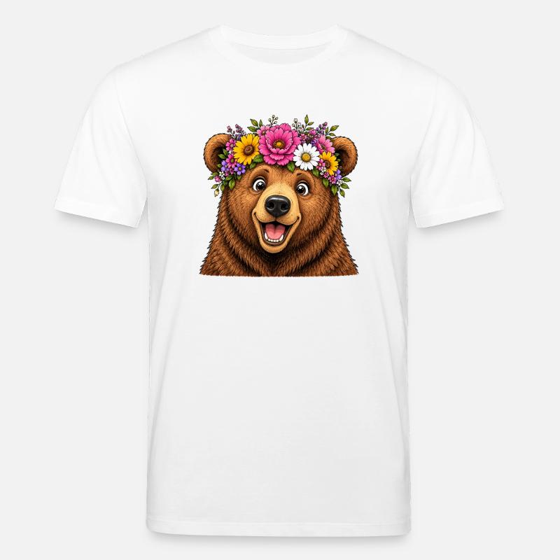 Bär mit Blumenschmuck - Stanley/Stella Unisex Bio-T-Shirt CREATOR - Weiß