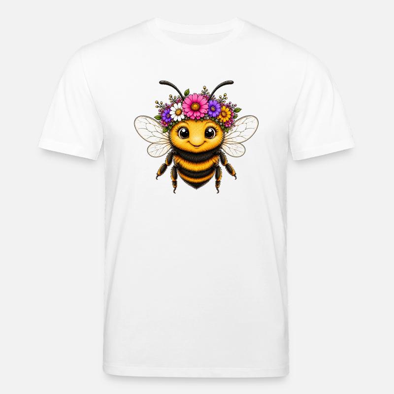 Wiesenbiene mit Blumenschmuck  - Stanley/Stella Unisex Bio-T-Shirt CREATOR  - Weiß