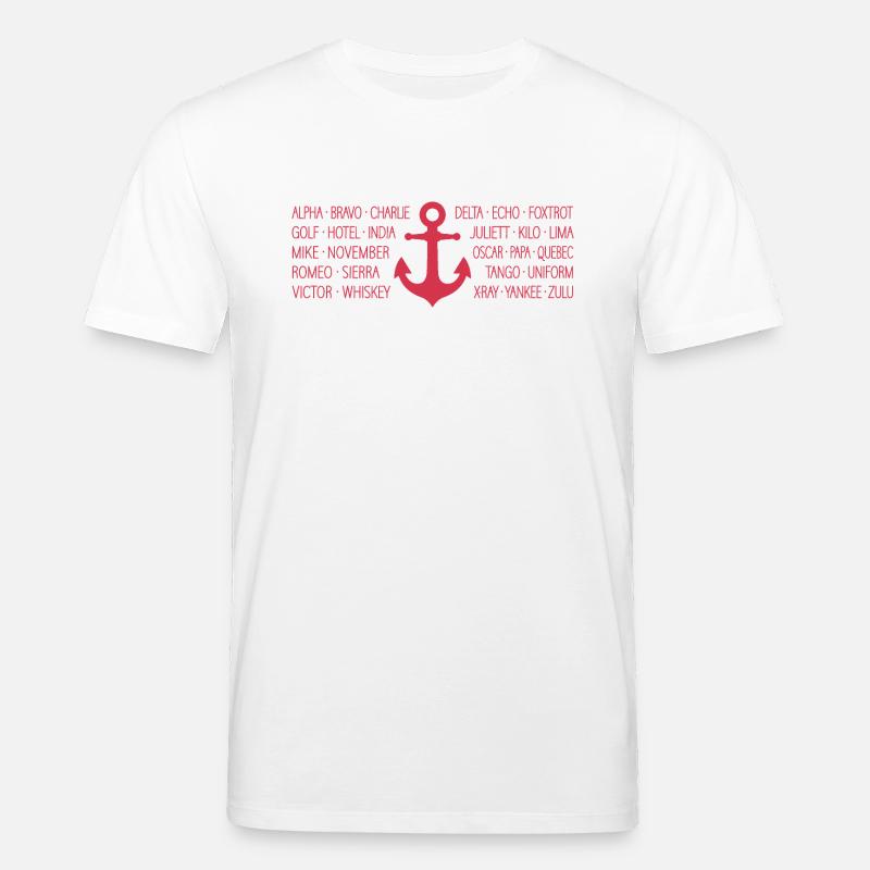 NATO-Alphabet Seefunk mit Anker rot - Stanley/Stella Unisex Bio-T-Shirt CREATOR  - Weiß