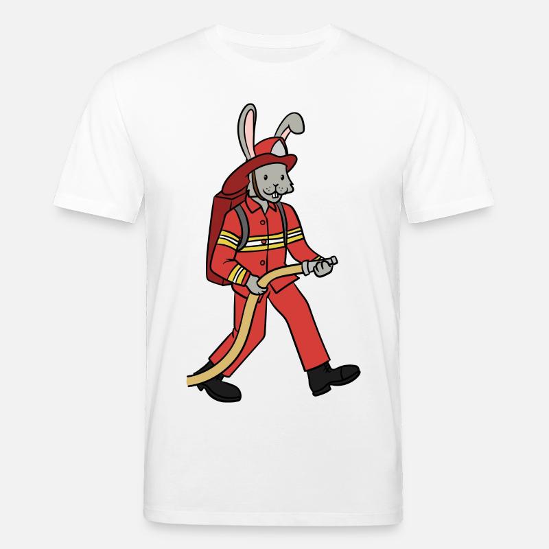 Fire brigade rabbit / rabbit firefighter - Stanley/Stella CREATOR Unisex Organic T-Shirt - white