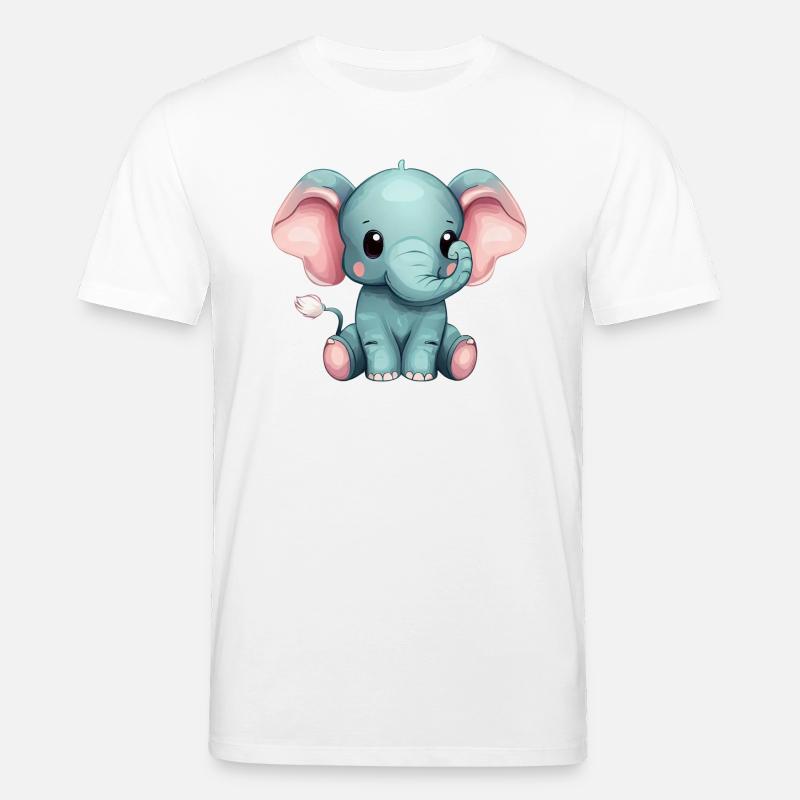 Süßer Sitzender Grauer Elefant - Stanley/Stella Unisex Bio-T-Shirt CREATOR - Weiß