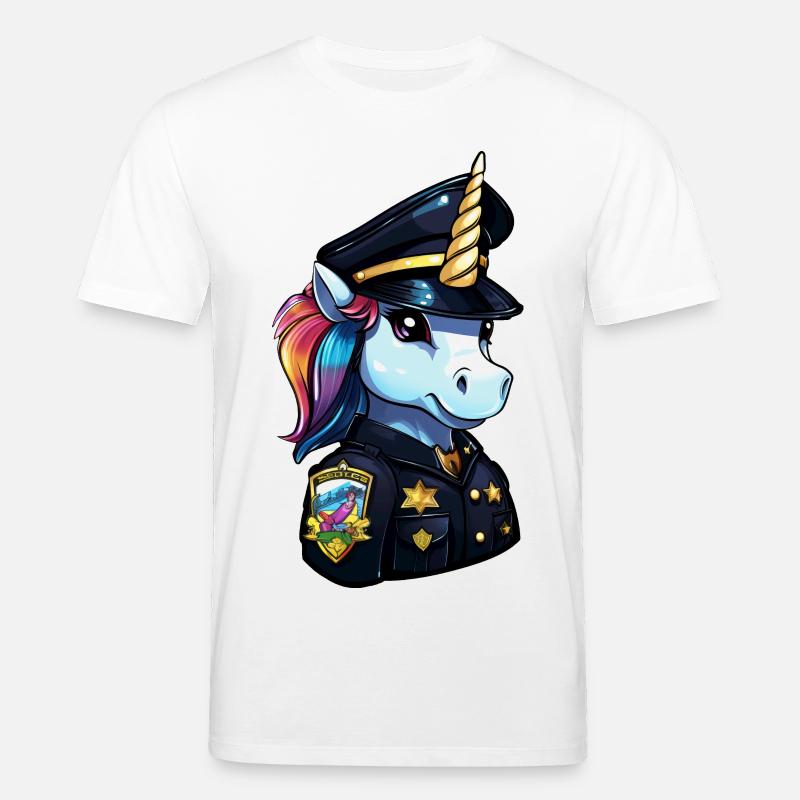 Einhorn Polizei - Stanley/Stella Unisex Bio-T-Shirt CREATOR  - Weiß