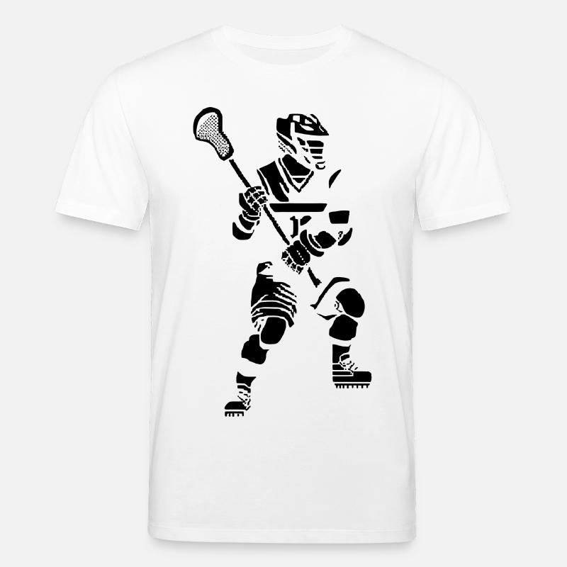 Graphique pixel du joueur de crosse - T-shirt bio CREATOR Stanley/Stella Unisexe - blanc