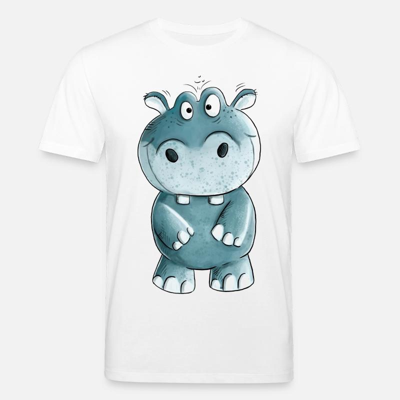 Blaues Nilpferd I Wildtiere Comic - Stanley/Stella Unisex Bio-T-Shirt CREATOR  - Weiß