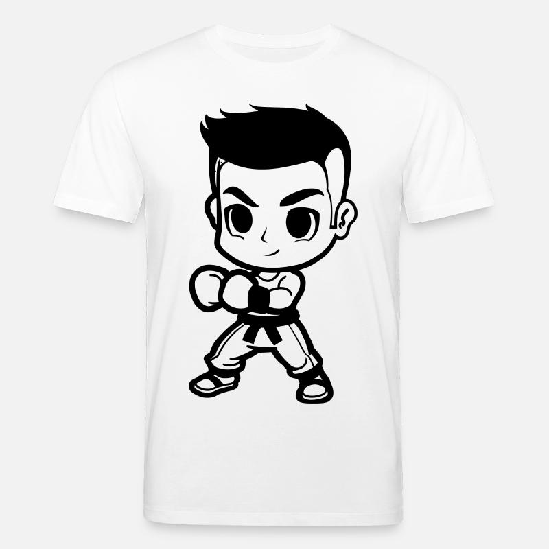 Kickboxing Junge Comic Look - Stanley/Stella Unisex Bio-T-Shirt CREATOR  - Weiß