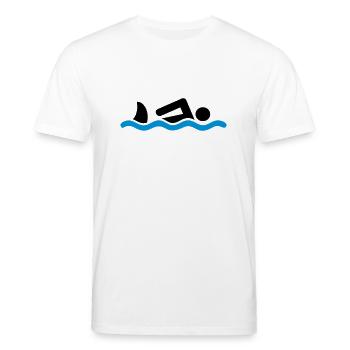 schwimmen mit Hai - Stanley/Stella Unisex Bio-T-Shirt CREATOR  - Weiß - Vorne - Alina (178cm) & Michal (187cm)