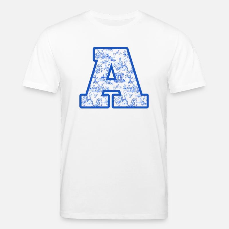 Buchstabe A blaue Chinoiserie - Stanley/Stella Unisex Bio-T-Shirt CREATOR  - Weiß
