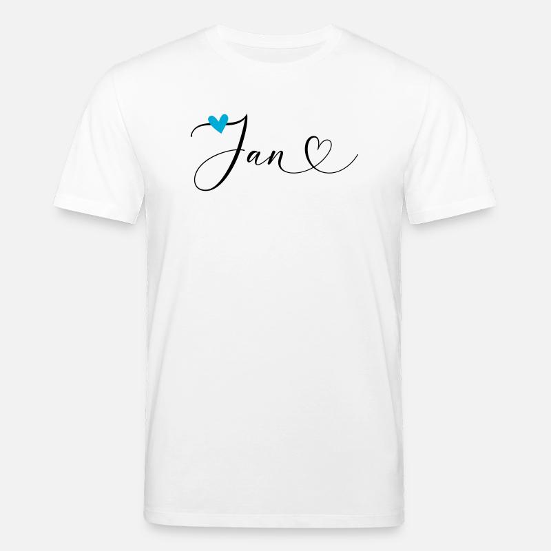 Jan Nom Prénom Calligraphie coeur - T-shirt bio CREATOR Stanley/Stella Unisexe - blanc