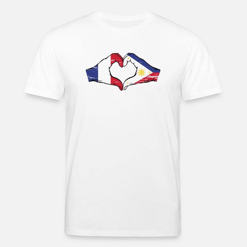 France Philippines Drapeau Mains Coeur Forme Utilisé - T-shirt bio CREATOR Stanley/Stella Unisexe - blanc