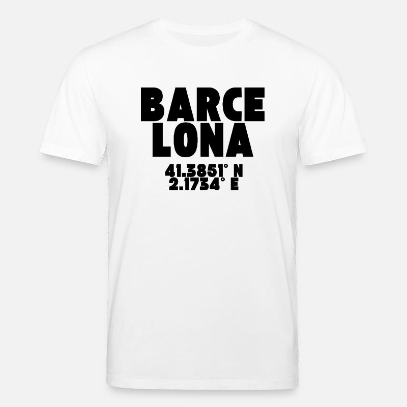 Barcelone - Design avec coordonnées - T-shirt bio CREATOR Stanley/Stella Unisexe - blanc
