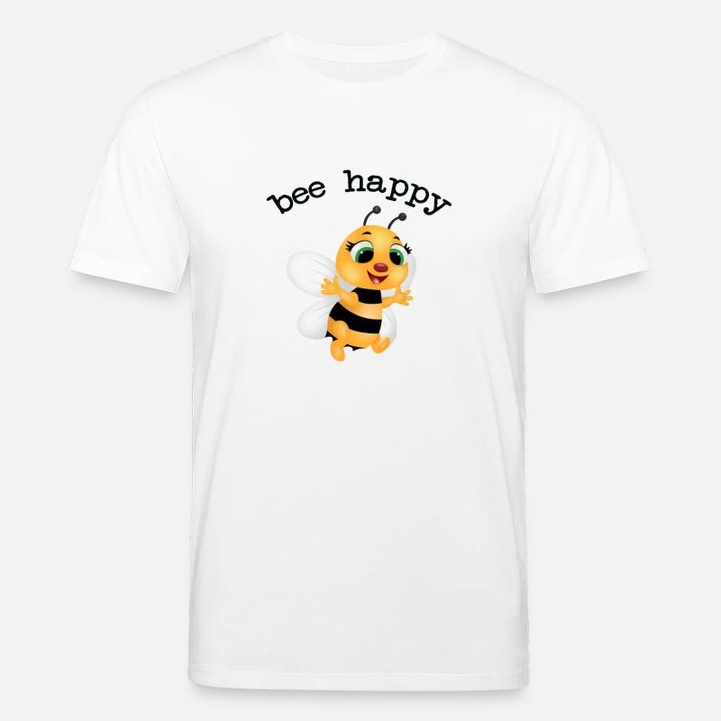 flotte abeille, be happy - T-shirt bio CREATOR Stanley/Stella Unisexe - blanc