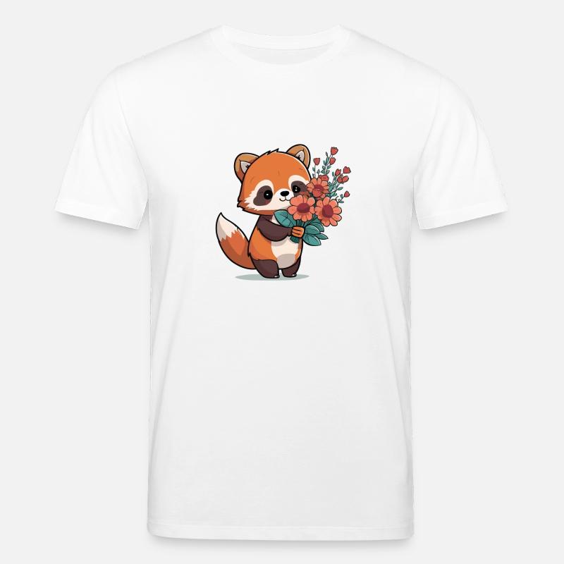 Panda roux à fleurs - T-shirt bio CREATOR Stanley/Stella Unisexe - blanc
