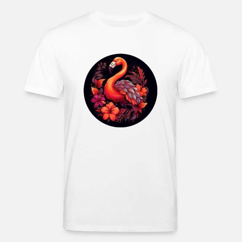 Flamingo in Herbstblättern - Stanley/Stella Unisex Bio-T-Shirt CREATOR  - Weiß