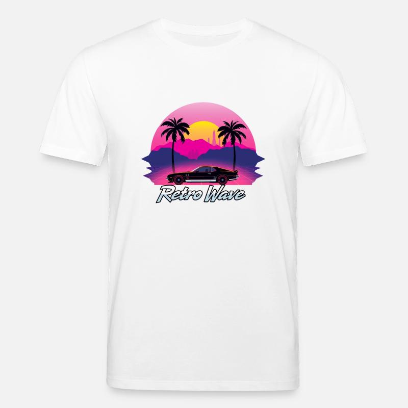Neon Retro Synthwave - T-shirt bio CREATOR Stanley/Stella Unisexe - blanc