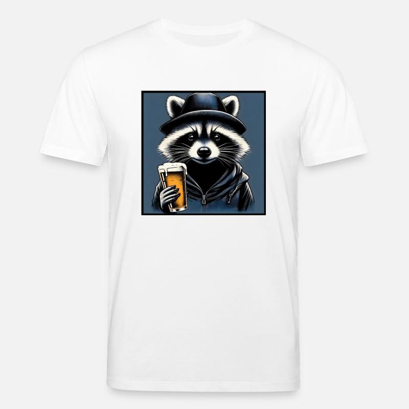 Waschbär mit Bier - Stanley/Stella Unisex Bio-T-Shirt CREATOR  - Weiß
