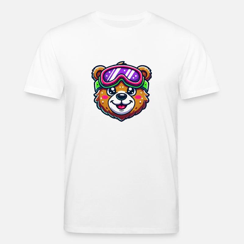 Bear Comic Ski Goggles - Stanley/Stella CREATOR Unisex Organic T-Shirt - white