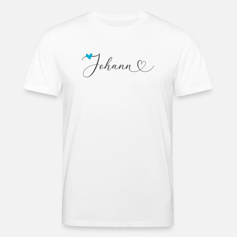 Johann Nom Prénom Calligraphie Coeur - T-shirt bio CREATOR Stanley/Stella Unisexe - blanc