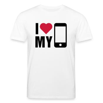 Love mobile - Stanley/Stella CREATOR Unisex Organic T-Shirt - white - Front - Alina (178cm) & Michal (187cm)