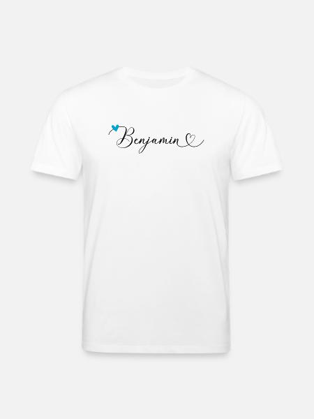 Benjamin Nom Prénom Calligraphie coeur - T-shirt bio CREATOR Stanley/Stella Unisexe - blanc