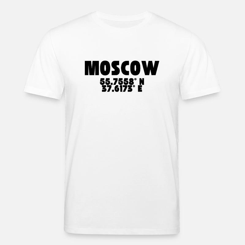 Moscou - Design avec coordonnées - T-shirt bio CREATOR Stanley/Stella Unisexe - blanc