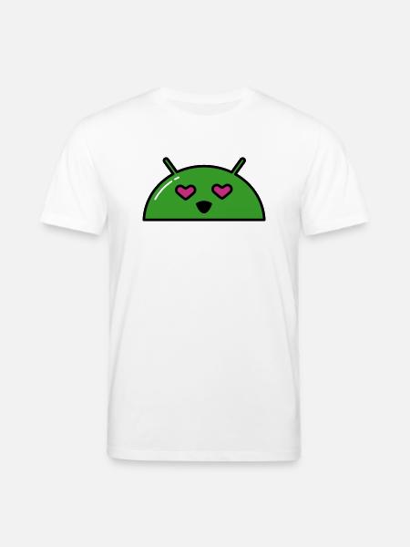 Love Alien Face Emoticon - Stanley/Stella CREATOR Unisex Organic T-Shirt - white