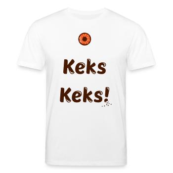Nach dem Keks ist vor dem Keks - Spruch - Stanley/Stella Unisex Bio-T-Shirt CREATOR  - Weiß - Vorne - Alina (178cm) & Michal (187cm)