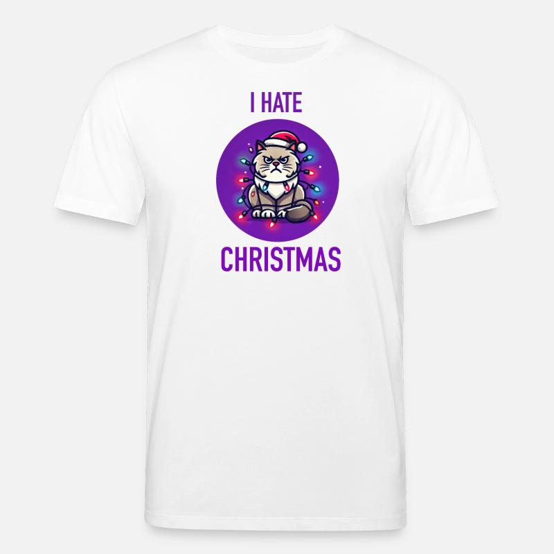 Chat de Noël - T-shirt bio CREATOR Stanley/Stella Unisexe - blanc