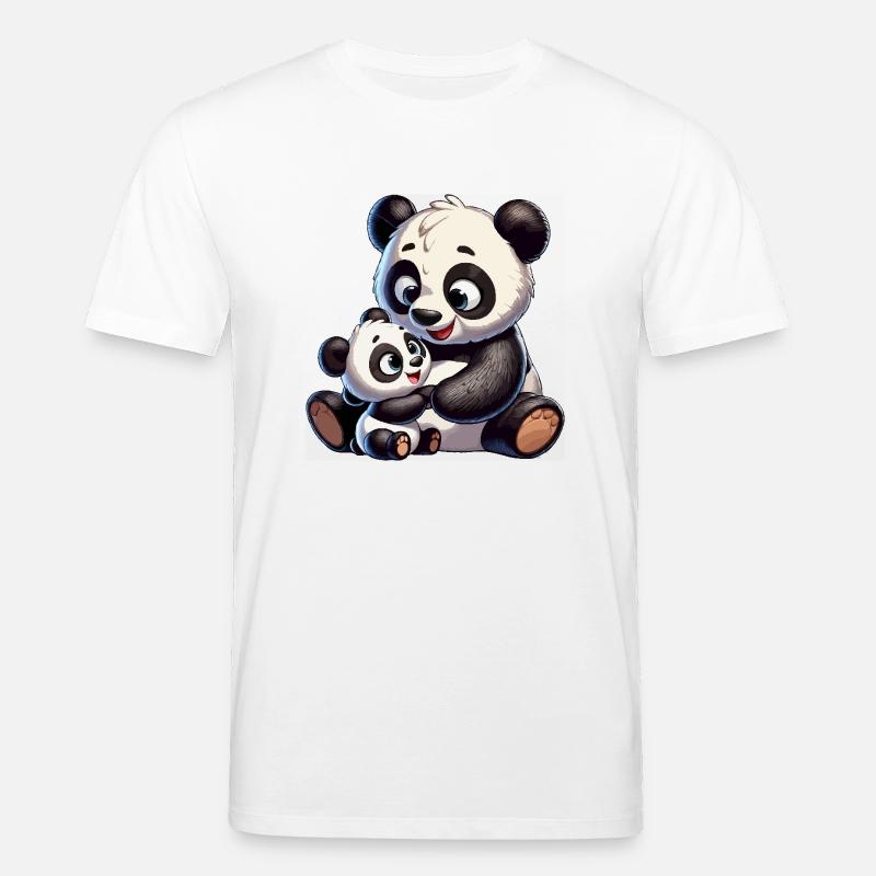 Mère panda avec enfant - T-shirt bio CREATOR Stanley/Stella Unisexe - blanc